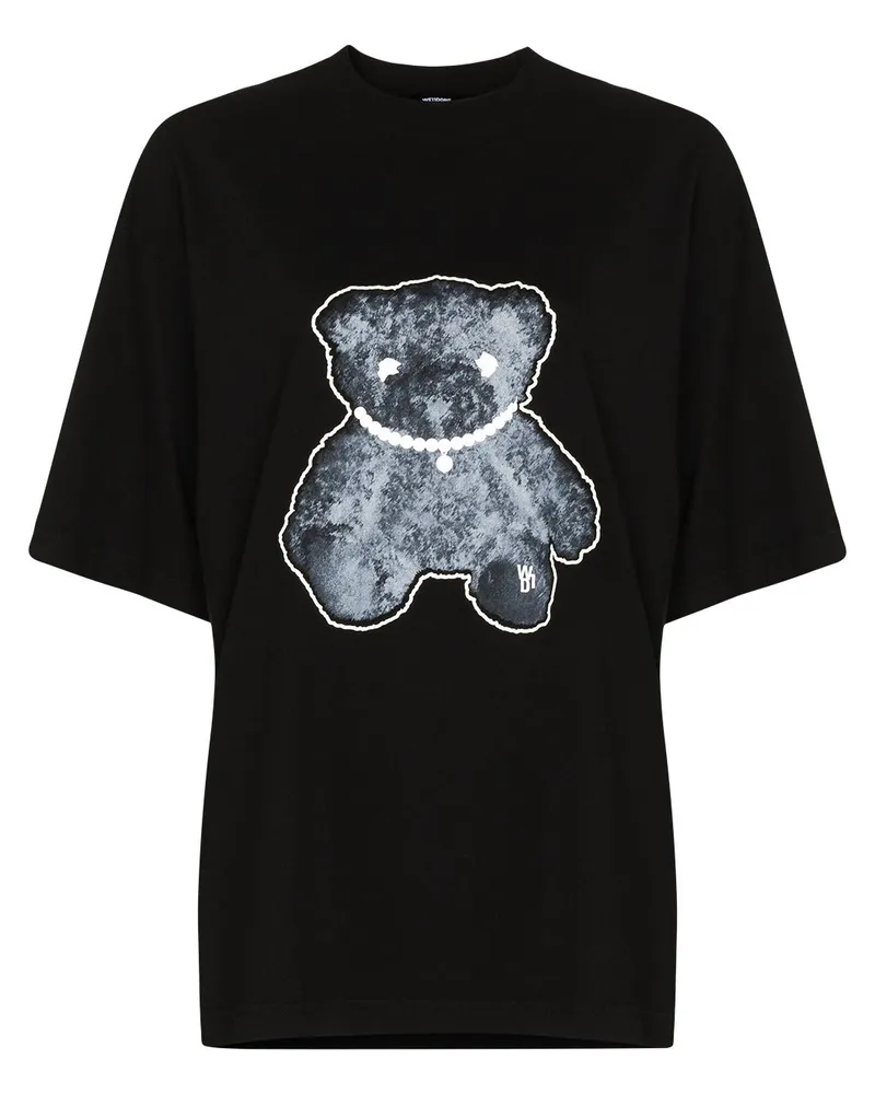 WE 11 DONE T-Shirt mit Teddy - Schwarz Schwarz