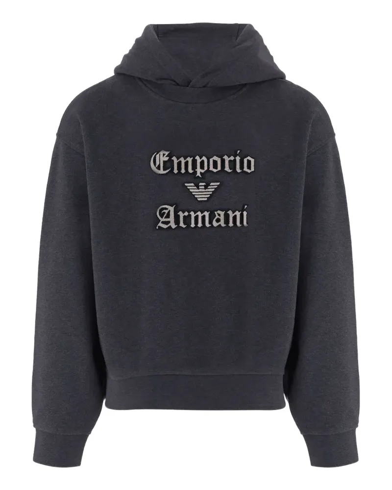 Emporio Armani logo-embroidered hoodie - Grau Grau