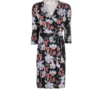 Wickelkleid mit Blumen-Print - Schwarz