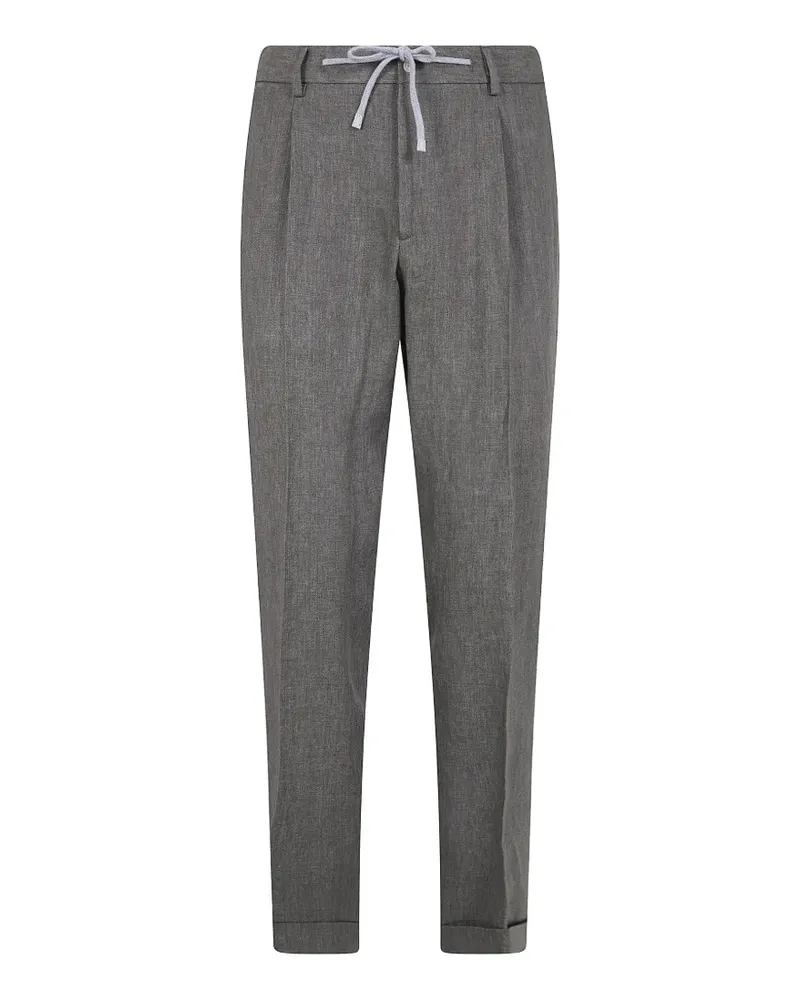 BARBA drawstring-waist pressed-crease trousers - Grau Grau