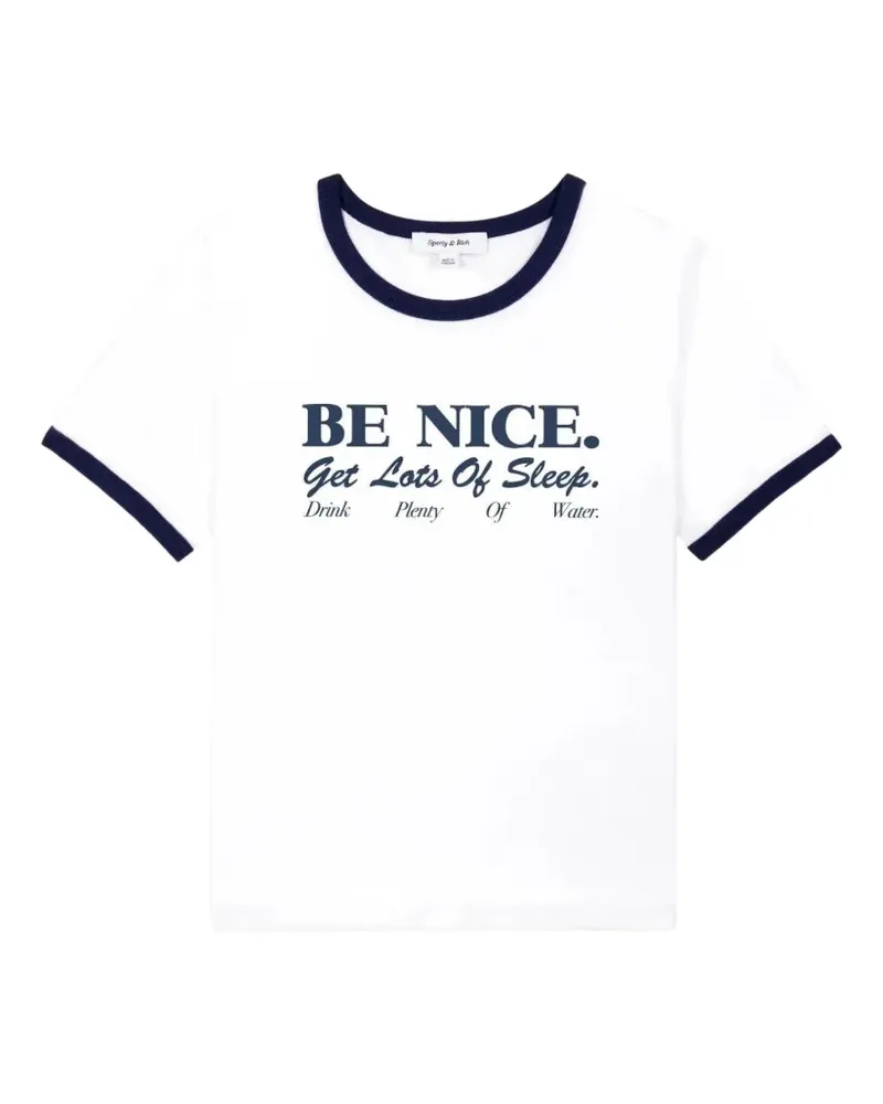 SPORTY & RICH Be Nice Soft Ringer T-Shirt - Weiß Weiß