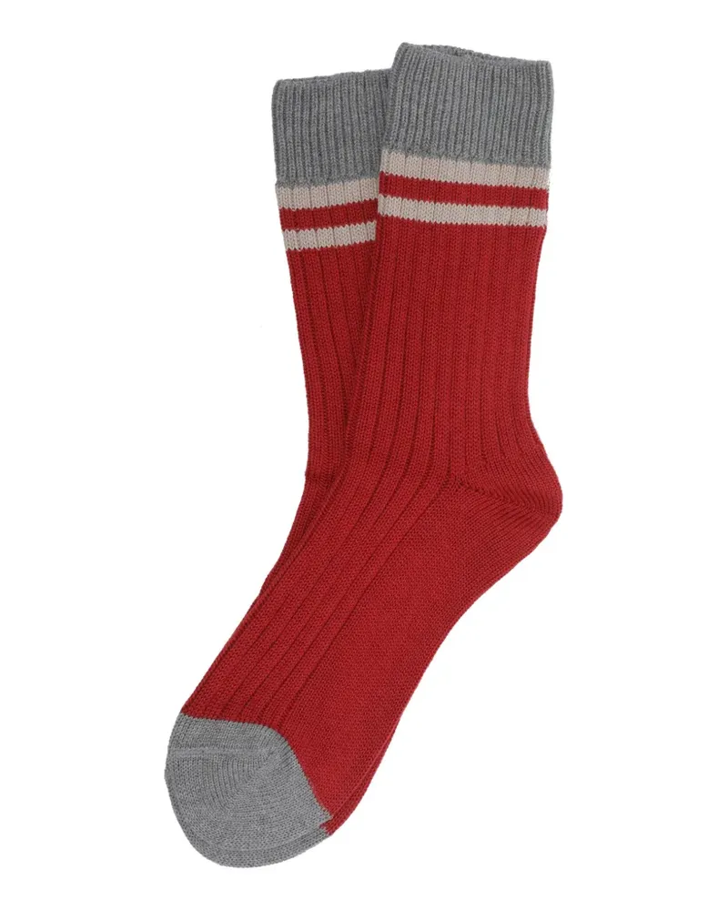 Brunello Cucinelli ribbed-knit striped socks - Rot Rot