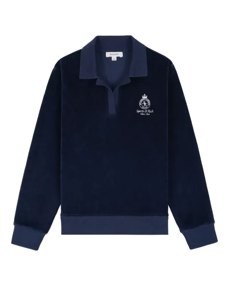 SPORTY & RICH collared embroidered sweater - Blau Blau
