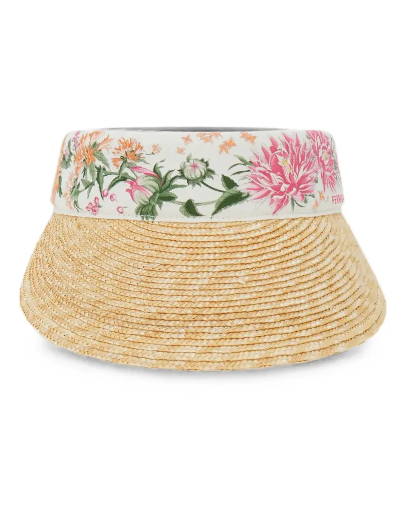 Ferragamo Spring-print straw visor - Nude Nude