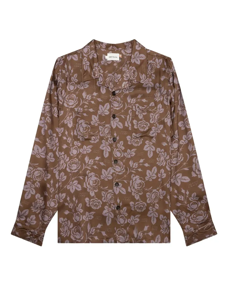 Honor The Gift Gewebtes Hemd mit Rosen-Print - Braun Braun
