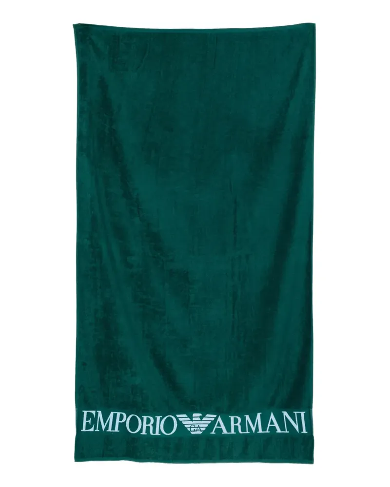 Emporio Armani Badetuch mit Logo-Intarsie - Grün Grün
