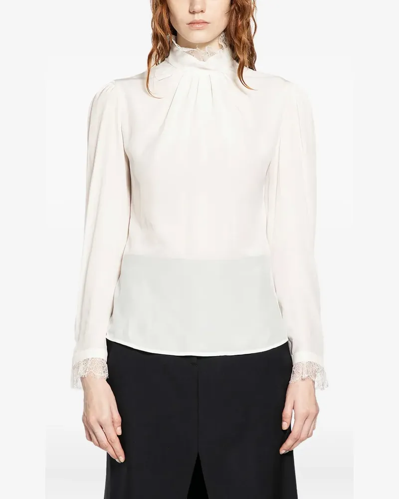 Alexander McQueen Spitzentop mit Rollkragen - Nude Nude