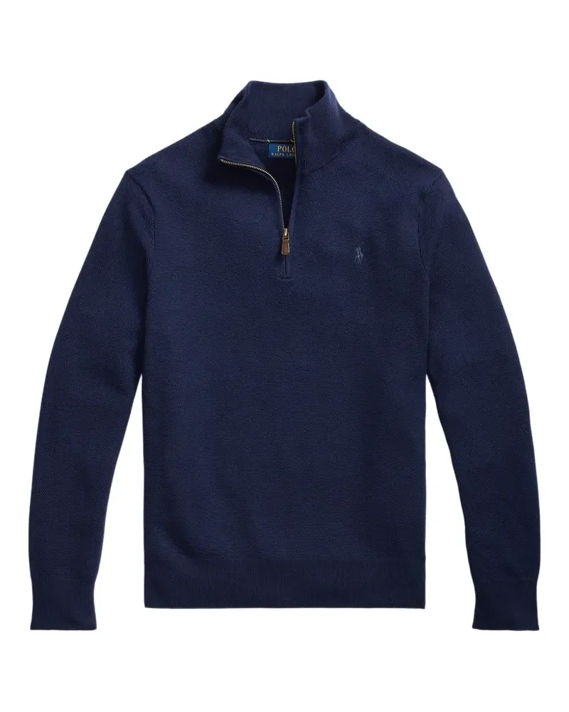 Ralph Lauren quarter-zip textured-knit sweater - Blau Blau