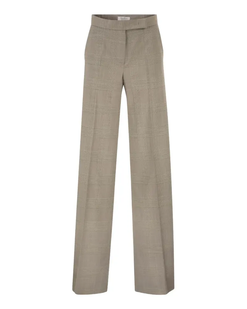 Max Mara Prince of Wales check virgin wool trousers - Nude Nude