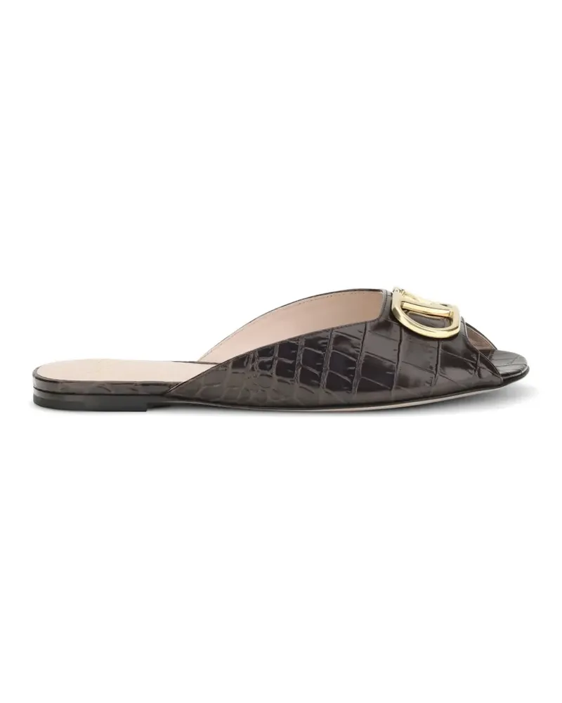 Valentino Garavani VLogo Signature croc-effect leather sandals - Braun Braun