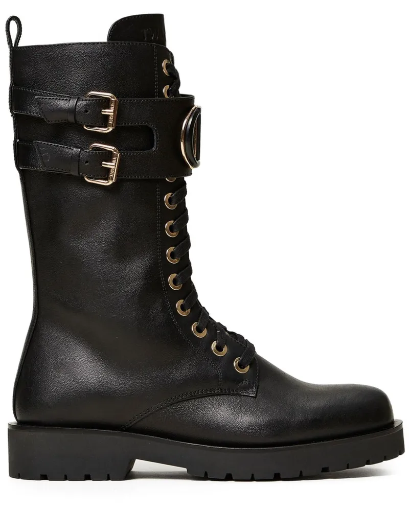 Twin-Set Oval T Bikerstiefel - Schwarz Schwarz