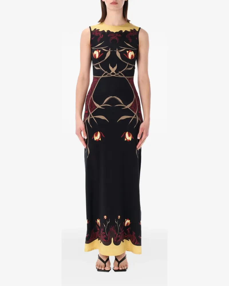 Marine Serre floral-print sleeveless maxi dress - Schwarz Schwarz