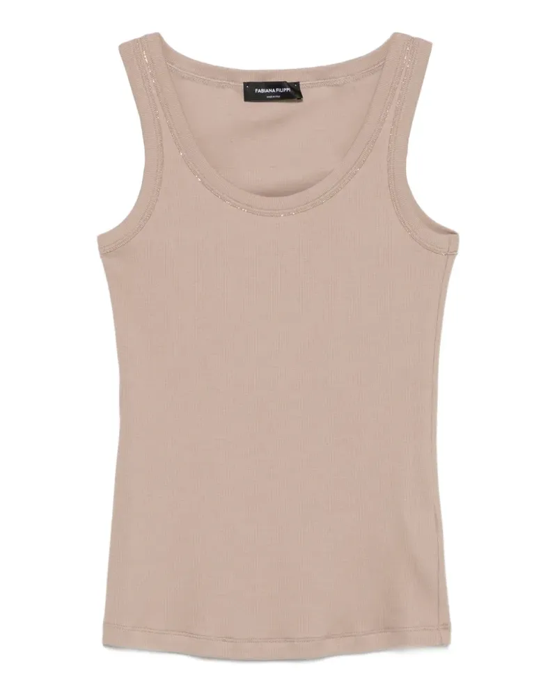 Fabiana Filippi Tanktop mit Perlen - Braun Braun