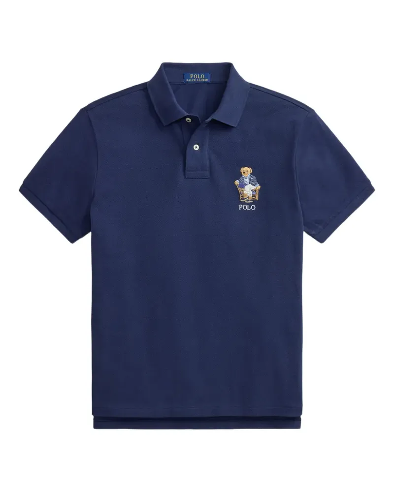 Ralph Lauren Poloshirt mit Bärenstickerei - Blau Blau