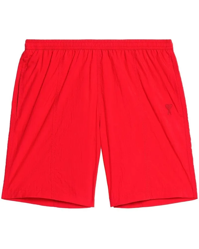 AMI Paris Badeshorts mit Logo-Stickerei - Rot Rot