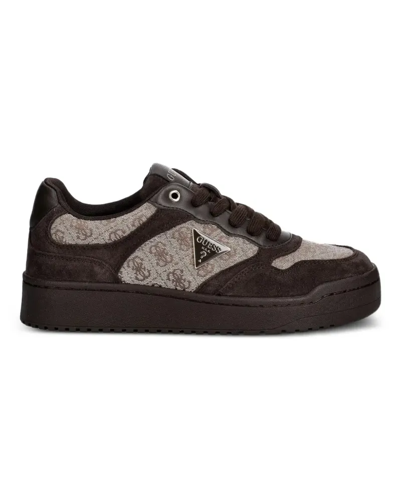 Guess logo-print suede-panelled sneakers - Braun Braun
