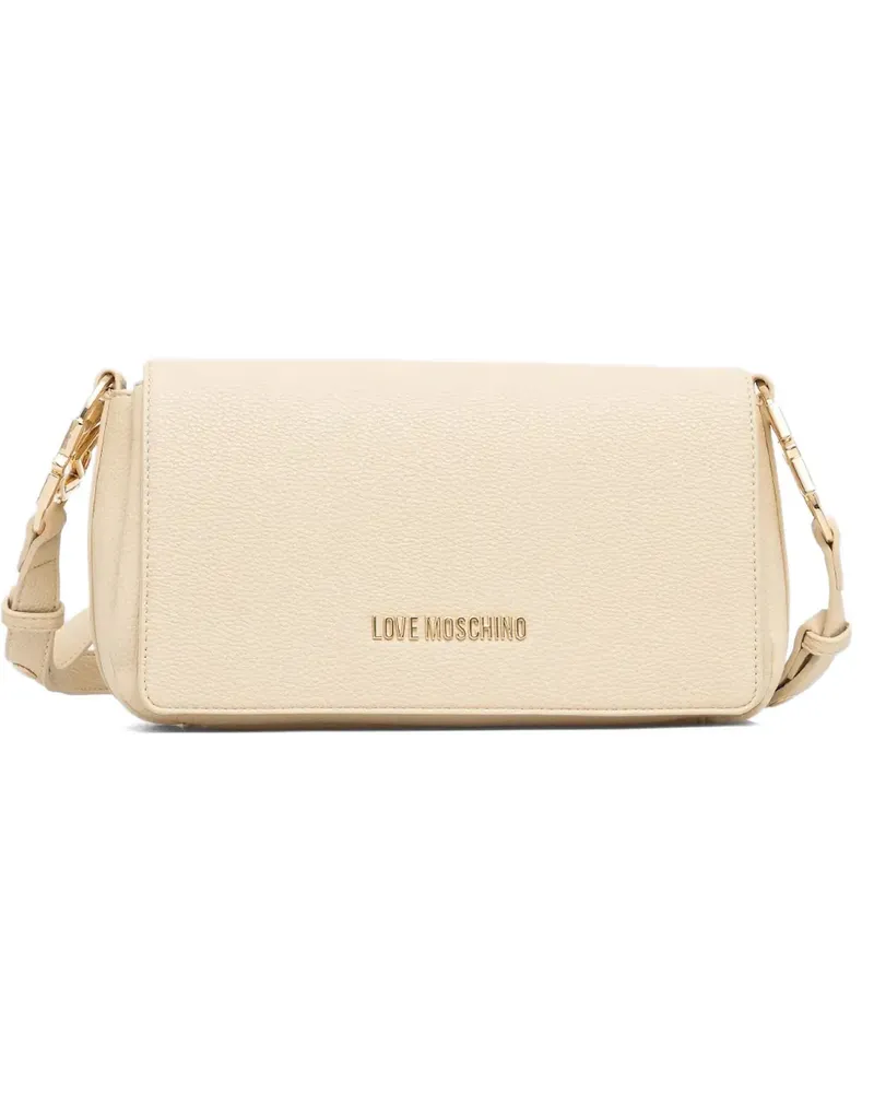 Moschino logo-plaque shoulder bag - Nude Nude