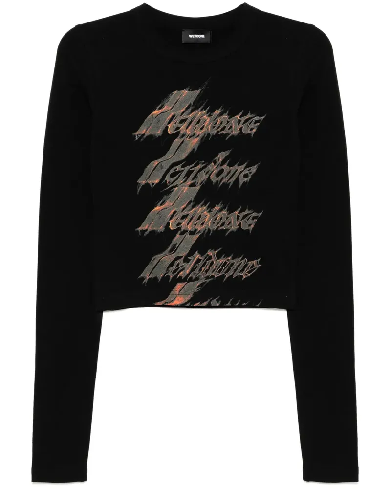 WE 11 DONE Flame T-Shirt mit Logo - Schwarz Schwarz