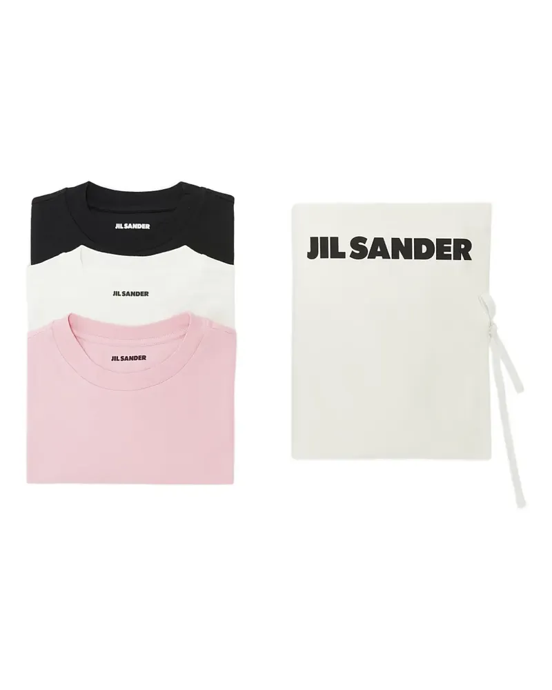 Jil Sander 3 T-Shirts mit Logo-Patch - Rosa Rosa