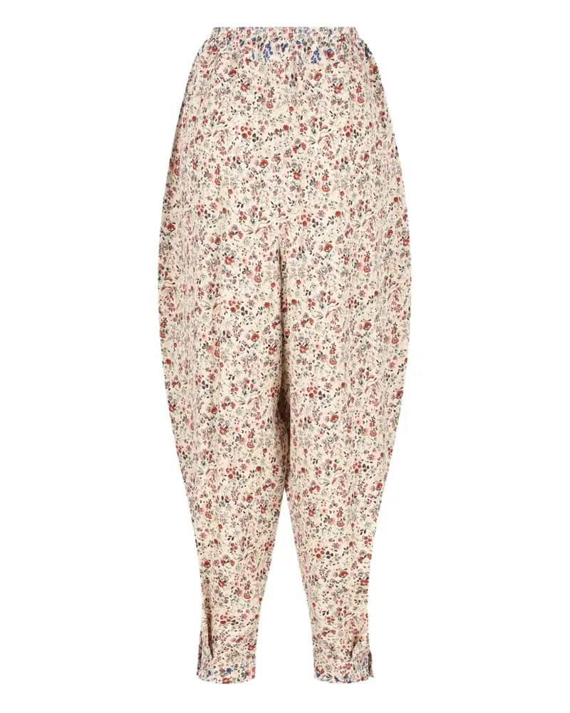 Loro Piana Emon floral-print pleated trousers - Nude Nude