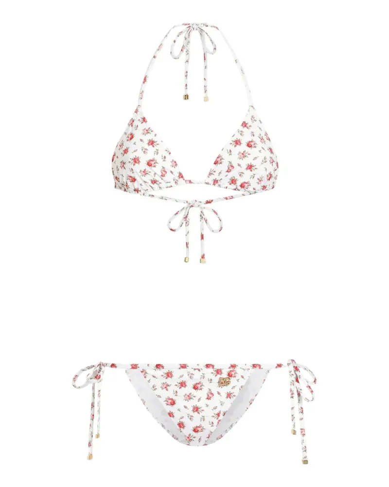 Dolce & Gabbana Bikini mit Blumen-Print - Weiß Weiß