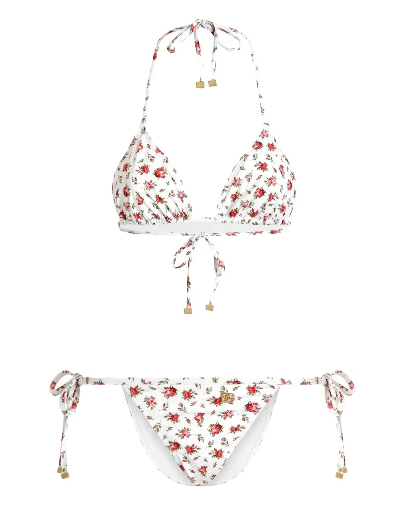 Dolce & Gabbana Bikini mit Blumen-Print - Weiß Weiß