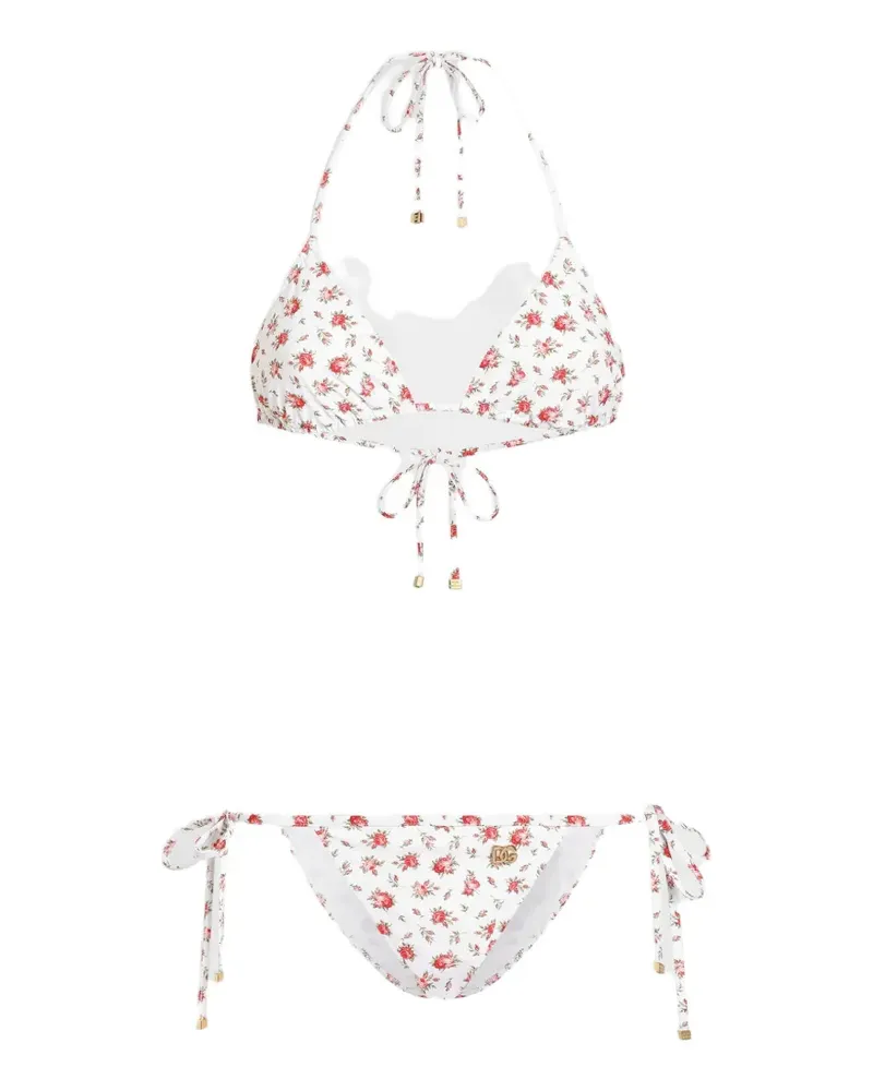 Dolce & Gabbana Bikini mit Blumen-Print - Weiß Weiß