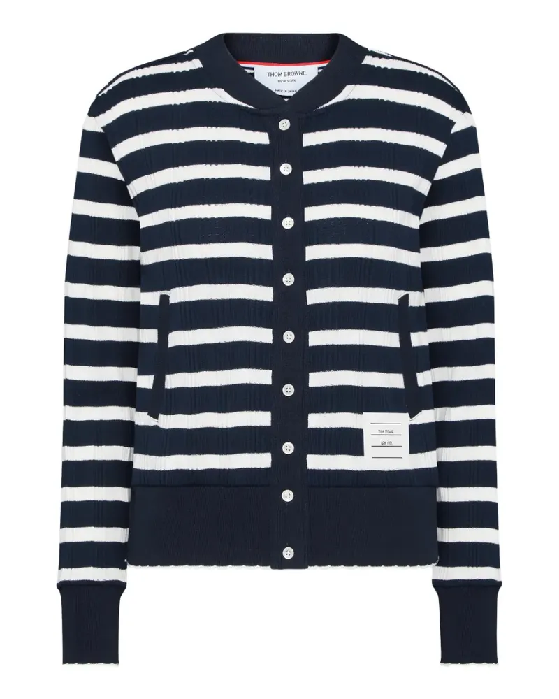 Thom Browne Gerippter Cardigan mit Wellensaum - Blau Blau