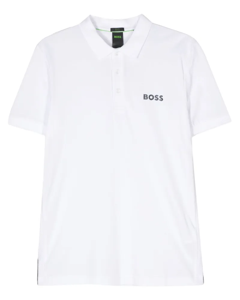 HUGO BOSS Poloshirt mit gummiertem Logo - Weiß Weiß