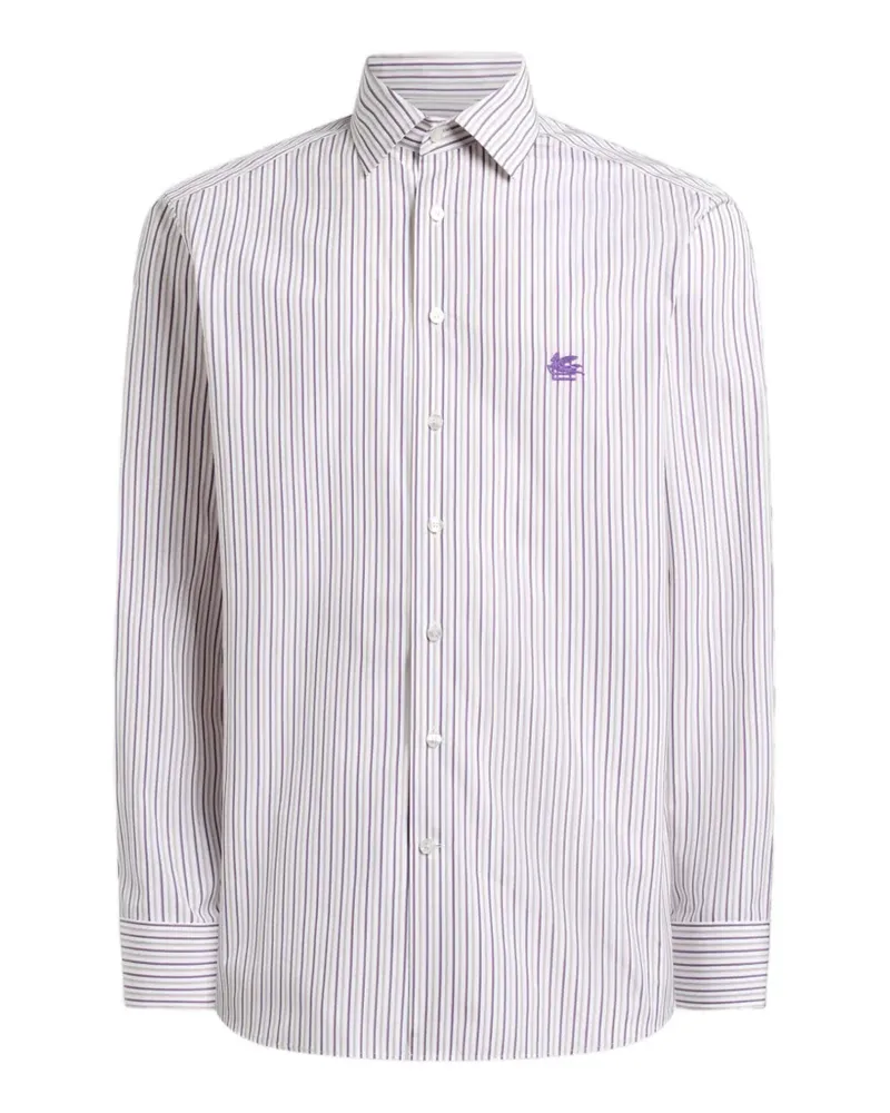 Etro striped cotton shirt with Pegaso logo - Weiß Weiß