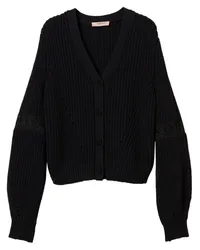 Twin-Set Cardigan mit Spitzeneinsatz Schwarz