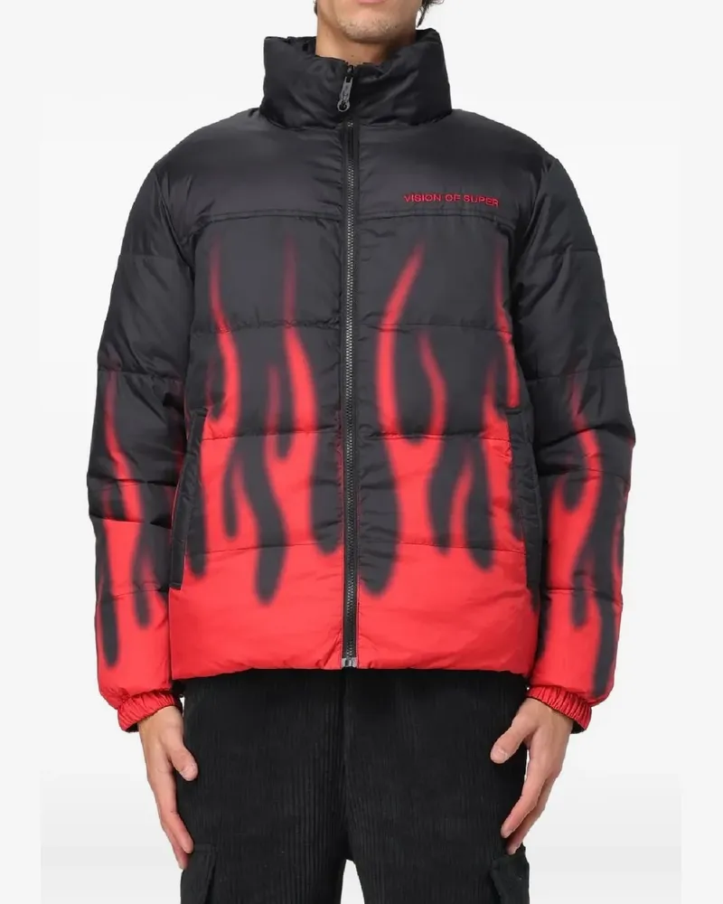 Vision Of Super Steppjacke mit Flammen-Print - Schwarz Schwarz