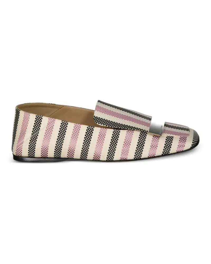 Sergio Rossi striped logo-plaque loafers - Nude Nude