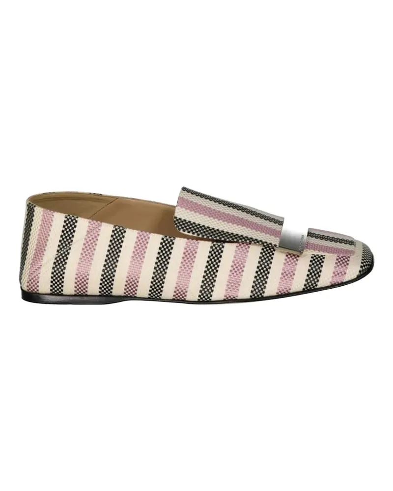 Sergio Rossi striped logo-plaque loafers - Nude Nude