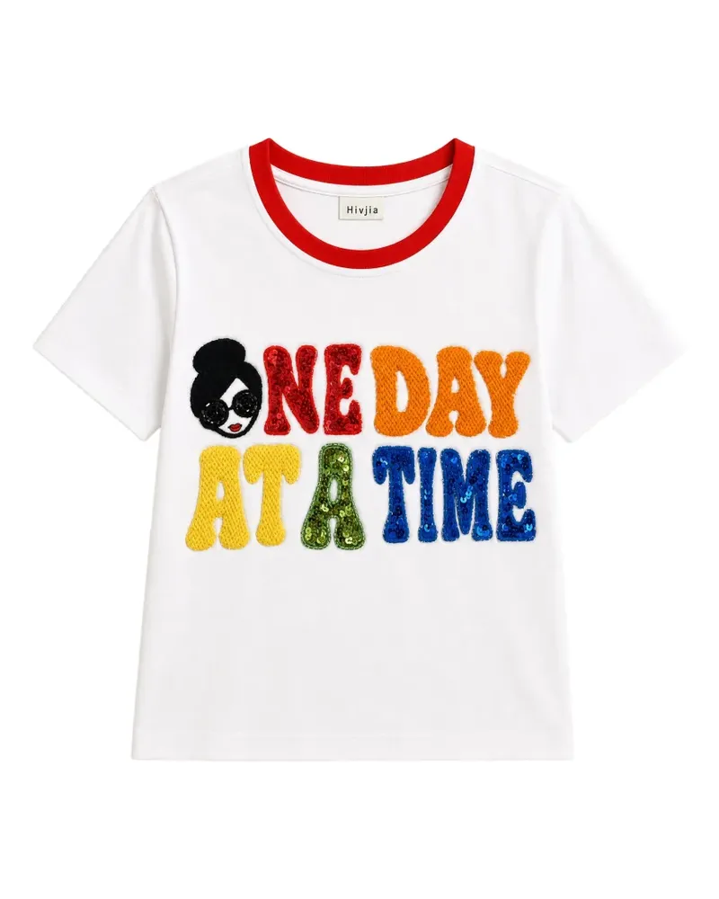 Alice + Olivia T-Shirt mit Pailletten - Weiß Weiß