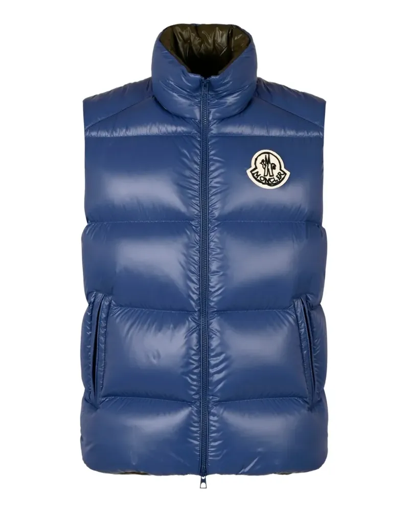 Moncler Gesteppte Weste mit Logo-Patch - Blau Blau