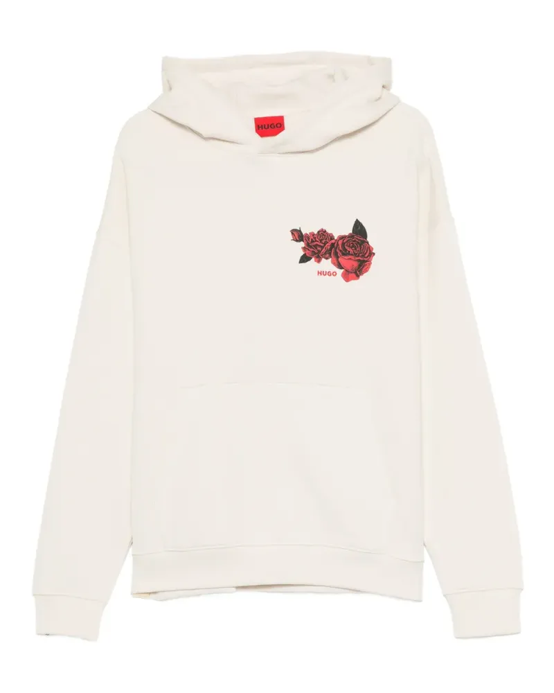 HUGO BOSS floral-print hoodie - Nude Nude