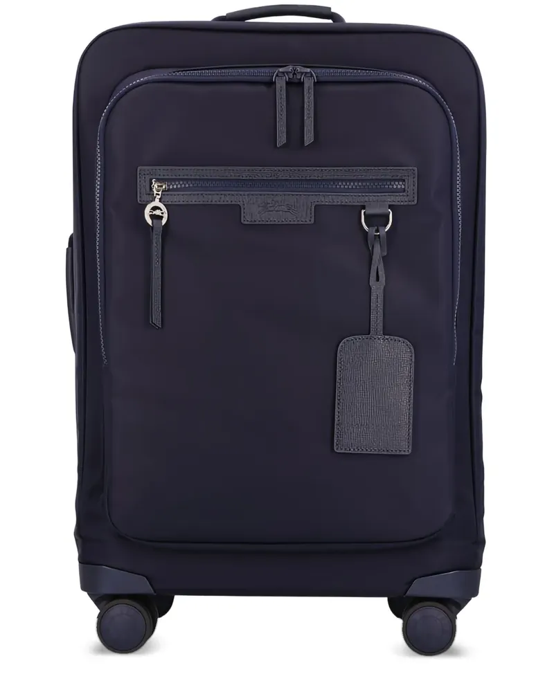 Longchamp Rollkoffer mit Lederbesatz - Blau Blau