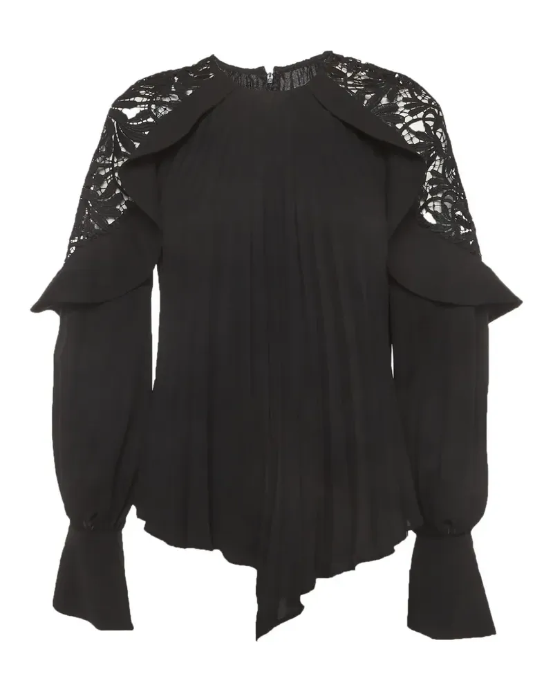 Self-Portrait Bluse mit Spitze - Schwarz Schwarz