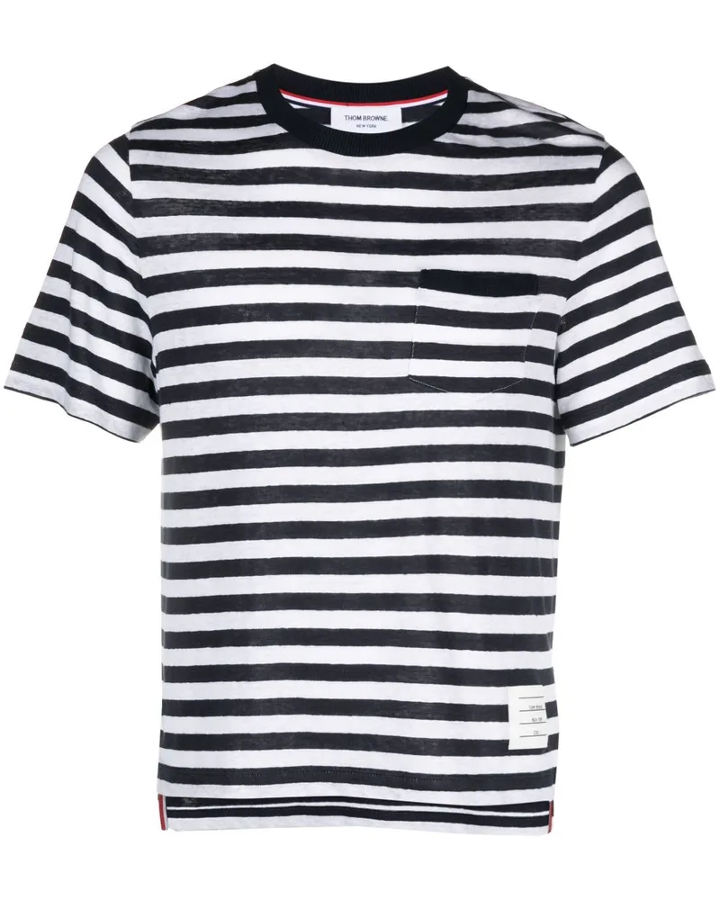 Thom Browne T-Shirt mit Querstreifen - Blau Blau