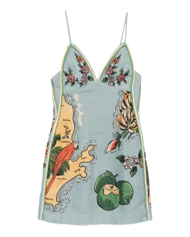 FARM Rio Beaches Kleid mit Blumenprint - Blau Blau
