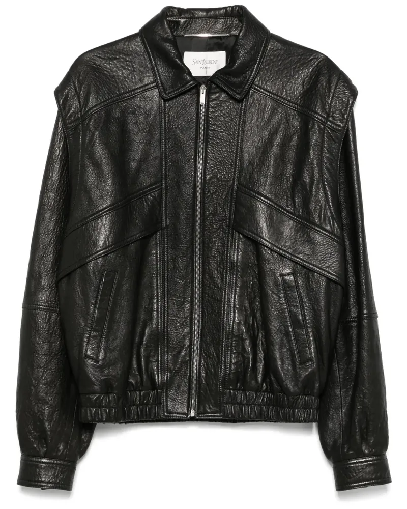Saint Laurent Klassische Lederjacke - Schwarz Schwarz