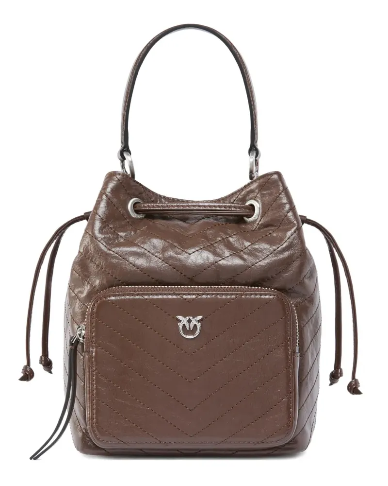Pinko small Cargo leather bucket bag - Braun Braun