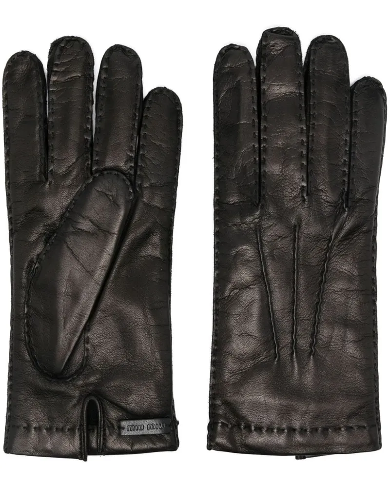 Miu Miu Handschuhe aus Leder - Schwarz Schwarz