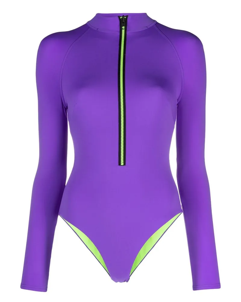 Noire Swimwear Badeanzug mit langen Ärmeln - Violett Violett
