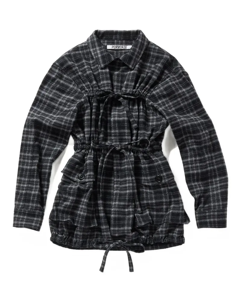 PERVERZE check-pattern drawstring jacket - Schwarz Schwarz