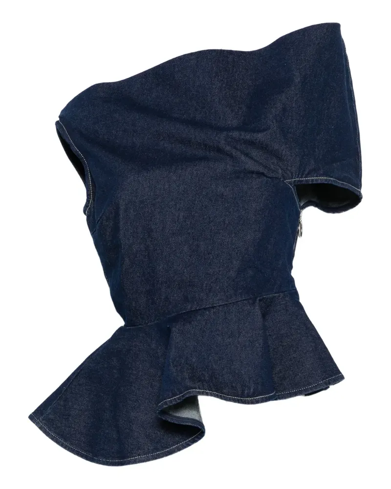 Marques ' Almeida asymmetric ruffled top - Blau Blau