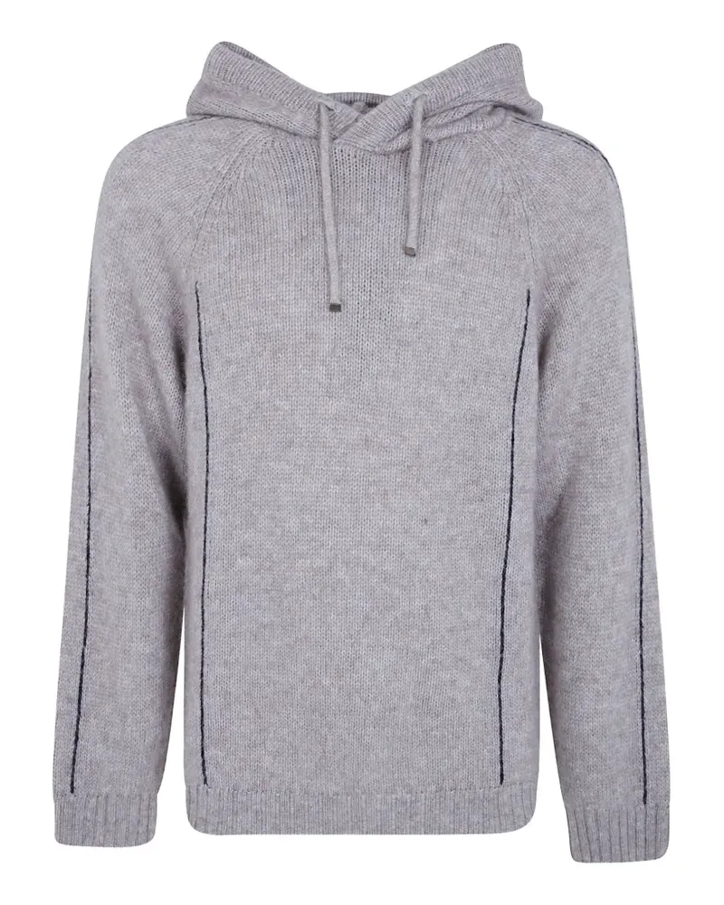 Giorgio Armani contrast-stitch alpaca hoodie - Nude Nude