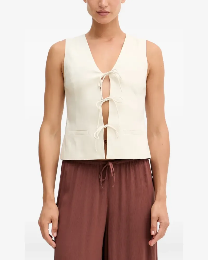 Sisley tie-fastening V-neck sleeveless top - Nude Nude