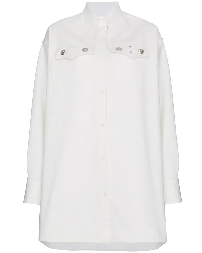 Calvin Klein Oversized-Hemd mit Silberknöpfen - Weiß Weiß